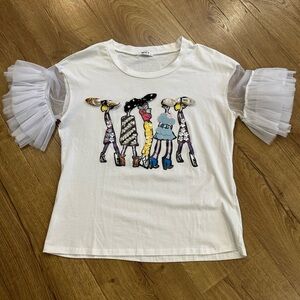 White Sheer Ruffle Sleeve Crop Top